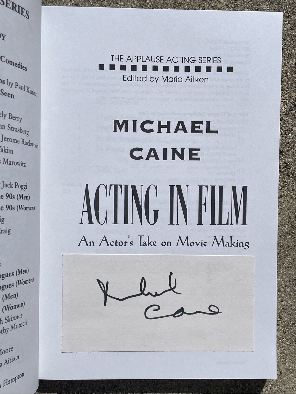 Rare Michael Caine Signed 1997 Book Acting In Film PB Interstellar Batman Cars